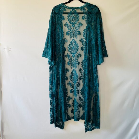 Umgee Womens Green Overlay Lace Boho Chic Romantic Lightweight Cover Up Size M/L - Picture 8 of 8